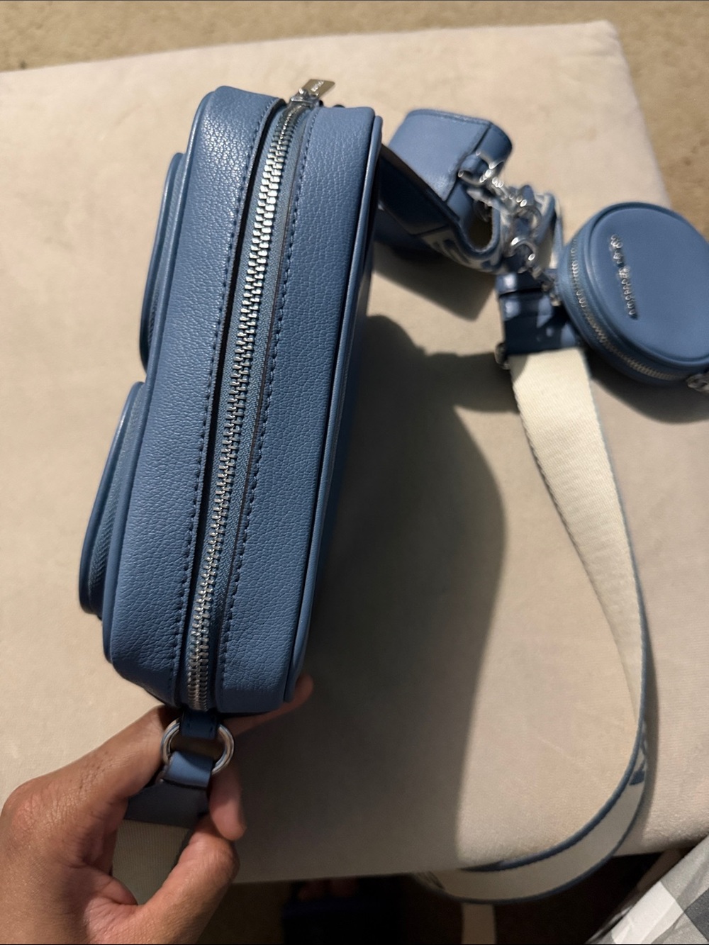 Michael Kors jet set travel medium leather Blue Multi-Pocket Crossbody Bag - Picture 9 of 9